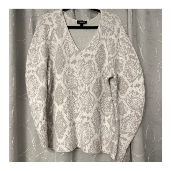 Express Sweaters - Express Snake Print Neutral Sweater || Size Medium
